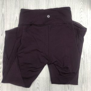 Lululemon Leggings- Women’s Size 2- Mesh Legs Plum Purple-In very good condition